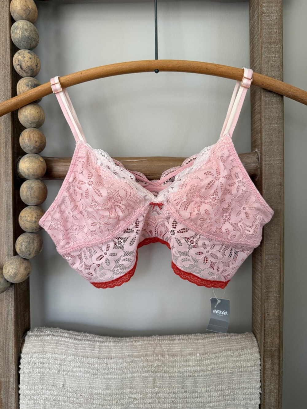 Aerie Pink Lace Bralette Womens Size Small NWT